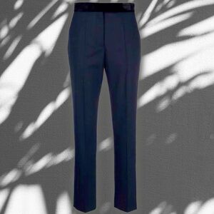 NWT Sandro Black Pressed-Crease Tailored Trousers With Velvet Waistband Size 2